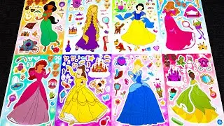 DISNEY PRINCESS STICKER BOOK MAKEOVER 👑✨| FUN ACTIVITIES WITH SNOW WHITE, AURORA & MULAN!