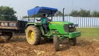 John Deere 5050D TractorTrolley Loading Mud #tractorvideo 