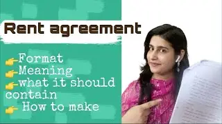 Rent agreement Under Rent control Act || Format | Meaning | Hindi