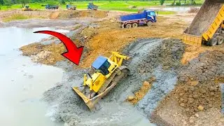 Unstoppable Force! D60P Dozer Clears Rock While Dump Trucks Deliver Mountains of Soil