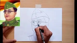Netaji Subhash Chandra Bose Drawing : easy step