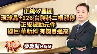 中視【價值型投資】20260107 #蔡慶龍：正統矽晶圓 環球晶+126 台勝科二根漲停 正統被動元件 國巨 華新科 有機會過高 #中視 #中視新聞 #蔡慶龍 #價值型投資 #摩爾證券投顧