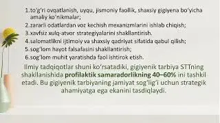 Bolalar va o‘smirlar orasida sog‘lom turmush tarzini shakllantirishda gigiyenik tarbiyani ahamiyati