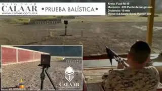 Prueba bal&iacute;stica: Acero SSAB 5.9mm Ramor 550.
