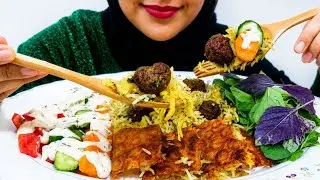 ASMR Eating Kalam Polo with Crispy Tahdig