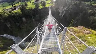 Hängebrücke über die Iselschlucht am Iseltrail zwischen Virgen und Prägraten / Osttirol