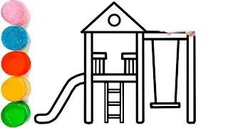 How To Draw a Beautiful Slide Drawing | Playground Slide Drawing for Kids | Cute Slide Drawing Easy