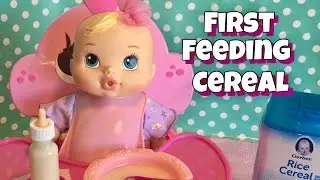 Baby Alive messy first feeding of rice cereal adoption baby alive brea
