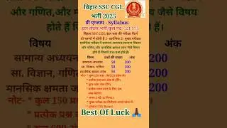 Bihar SSC CGL Vacancy 2025 Syllabus|BSSC Inter Level Bharti 2025 Syllabus#BSSC Syllabus 23175 Post#