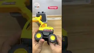ASMR Excavator Moving Trash Bin with Satisfying Sounds
