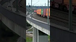 ET 440 und Containerzug auf der Aurachtalbr&uuml;cke bei Emskirchen  #eisenbahn #shorts