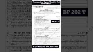 Pharmaceutical Organic Chemistry First Question Paper,Aktu Question Paper, B pharm Second semester