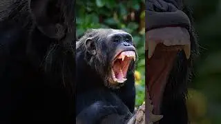 Chimpanzee Yawning showing fangs #chimpanzee #yawn #monkey #fangs #sleepy #nature #wildlife HA65002