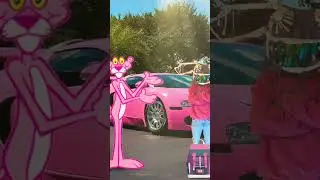 Pulled up in a pink Bugatti with Pink Panther&mdash;two cool cats cruising 🩷🐾
