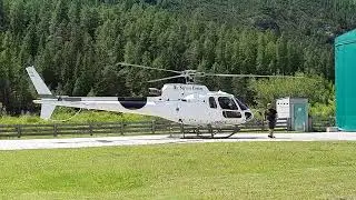 Quick takeoff with a cold engine, Eurocopter AS 350 &Eacute;cureuil in jul/2022 in Cortina d&acute;Ampezzo