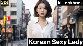 [AI Lookbook 4K] Korean Sexy Lady / Blouse & Short Jeans / 韓国のセクシーな女性 / ショートジーンズ