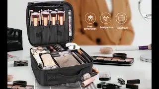 Relavel Black small makeup case with Plastic Adjustable Dividers