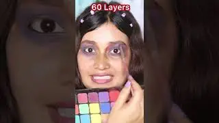 🐼100 LAYERS CHALLENGE 🤣|EYESHADOW CHALLENGE😱🤭#shorts #100layerchallenge #eyeshadow #makeupshorts