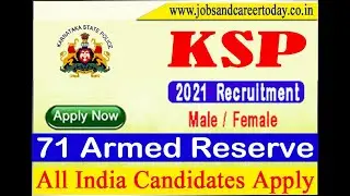 KSP SI Recruitment 2022 &ndash; 71 Armed Reserve SI Posts || Apply Online#JOB #RECRUITMENT #CAREER