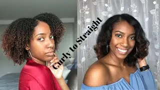 Curly to Straight Routine on Natural Hair! NO DAMAGE!
