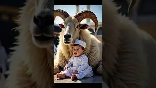 Little Boy Makes Friday Dua at the Kaaba, Guarded by a Giant Ram 🕋🐏🤲