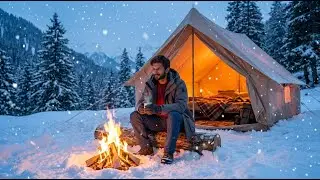 Whispering Snowflakes Forever &bull; Cozy Cabin-Style Tent in Snowy Mountains (ASMR Bliss)
