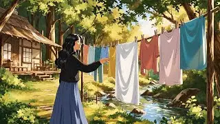 Laundry Day in a Forest Home | Peaceful Routine 🧺🌿#laundryday #forestlife #ghibli #dailyvlog
