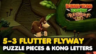 Donkey Kong Country Returns HD - Flutter Flyway 5-3 (All Puzzle Pieces & KONG Letters)