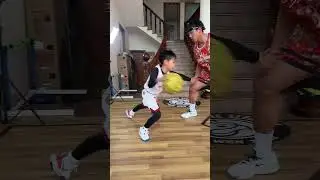 Shaq vs her litter brother playing basketball