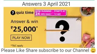 Amazon daily quiz today answers April 3, 2021 win Rs 25,000*