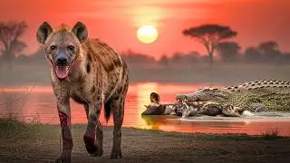 african wild dogs confront hyenas and crocodiles at the same time | Animal Fights