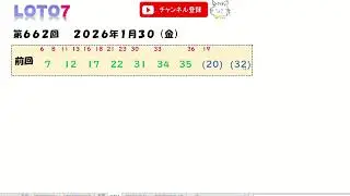 予想数字 第662回 LOTO7 ロト7 2026年1月30日 (金) HiromiTV