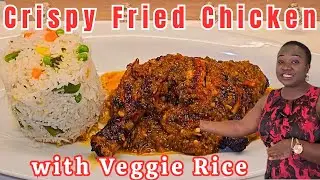 How to Prepare Fried Chicken Leg Quarters with Mixed Veggie Sauce & Boiled Rice | Easy Comfort Meal
