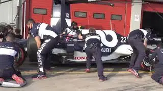 Honda F1 V6 Sound - AlphaTauri 2021 Pit Stop Practice (Yuki Tsunoda)