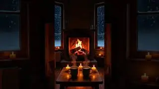 Cozy Fireplace Sounds with Falling Snow | Relaxing Winter Ambience #quietatmosphere