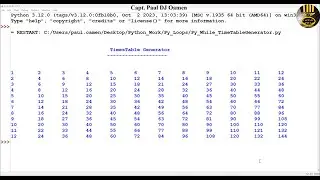 How to Create a Formatted Multiplication Table using While Loop in Python
