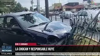 La chocan y responsable huye