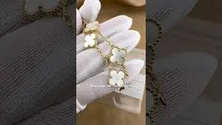 Custom Made Van Cleef Arpels Vintage Alhambra Bracelet 18K Yellow Gold White Mother Of Pearl