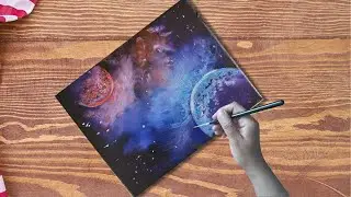 SIMPLE galaxy painting in OIL COLORS   TUTORIAL 38