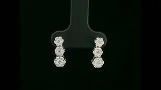 0.67 Carat Diamond Cluster Stud Earrings in 18K Gold &ndash; Elegant Three-Stone Earrings
