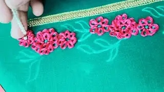 Aari work ring knot zardozi leaf kodi design|aari work simple back neck design|brooch|Aari Gallery