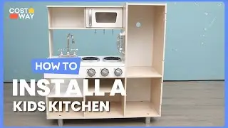 How to Install the Vintage Play Kitchen Pretend Kids Cooking Playset Toys | TY327902 #costway #howto
