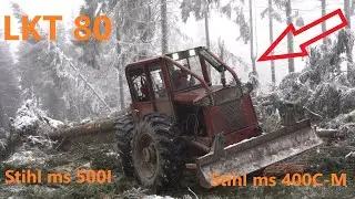 Ścinka Stihl ms500I i Stihl ms400C-M, Zrywka LKT 80 i składanie metrów Zetor