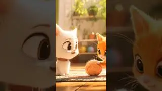 two cats play game with a ball.. 🧶😸🐱🐱....|