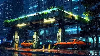 Rainy City Gas Station 🌧️ | Night Drive Lofi Beats