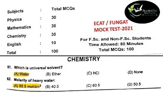 ECAT Mock test -1 || ECAT important MCQS || FUNGAT