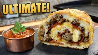 The Ultimate Meat lovers pizza roll pinwheel on the Blackstone!