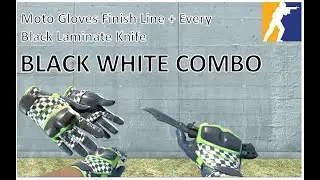 Moto Gloves Finish Line + All Black Laminate Knife | BLACK WHITE COMBO | CS2 Showcase