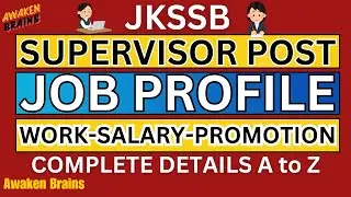 JKSSB||SUPERVISOR (FEMALES) FULL JOB PROFILE||WORK SALARY PROMOTION|COMPLETE DETAILS|SUPERVISOR JOB