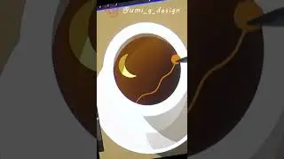 Coffee and Moon  - Drawing in Procreate on iPad Pro #shorts